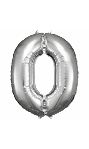 34 Inch Foil Balloon Number 0 - Silver