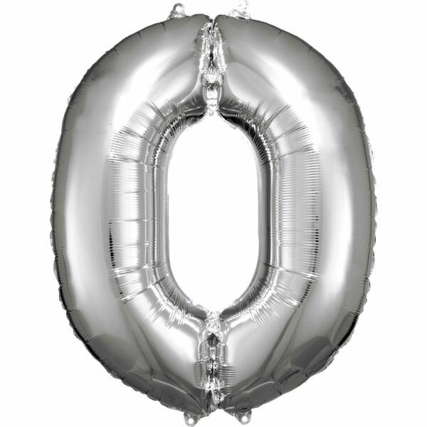 34 Inch Foil Balloon Number 0 - Silver