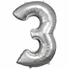 34 Inch Foil Balloon Number 3 - Silver