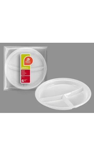 White Triple Snacks Dish 22 cm - 6pk