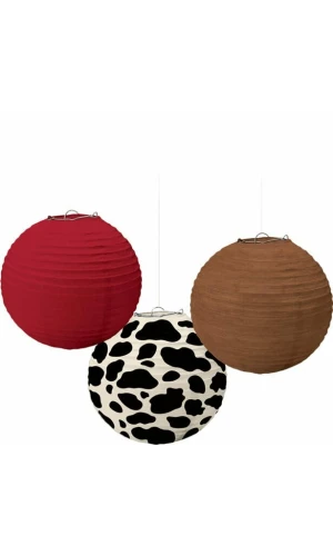 Western Party Round Lanterns 9.5" (24.1cm) - 3pk