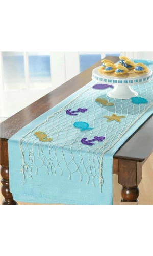 Mermaid Wishes Table Decoration Fishnet - Table Runner