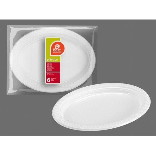 White Medium Oval Plate 27 X 21 cm - 6pk