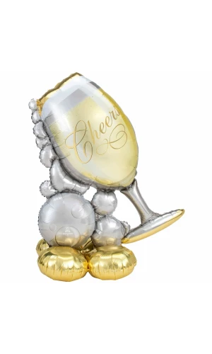 AirLoonz Bubbly Wine / Champagne Glass Foil Balloon 51 Inch - Air Fill Only
