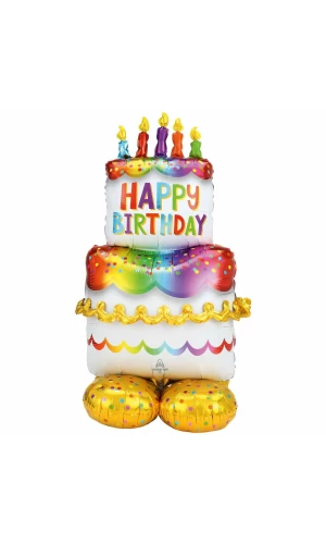 AirLoonz Birthday Cake Foil Balloon 53 Inch - Air Fill Only