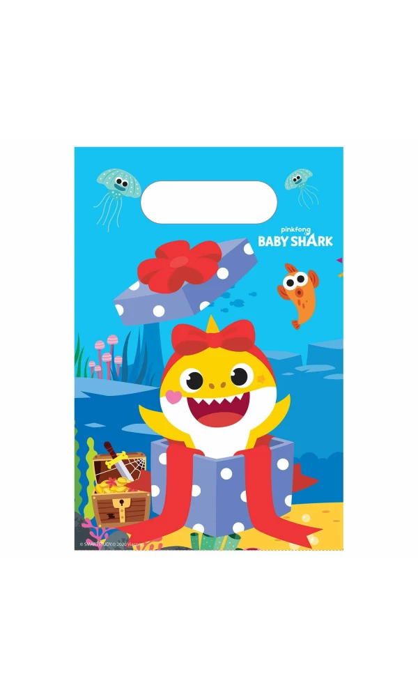 Baby Shark Paper Party Bags / Lootbags (23.4cm x 16.2cm) - 8pk