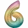 34 Inch Foil Balloon Number 6 - Pastel Rainbow