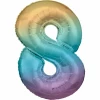 34 Inch Foil Balloon Number 8 - Pastel Rainbow