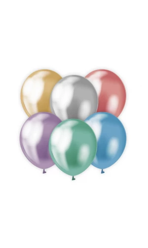 Platinum Chrome Assorted Colours 12 Inch Latex Balloons - 50pk