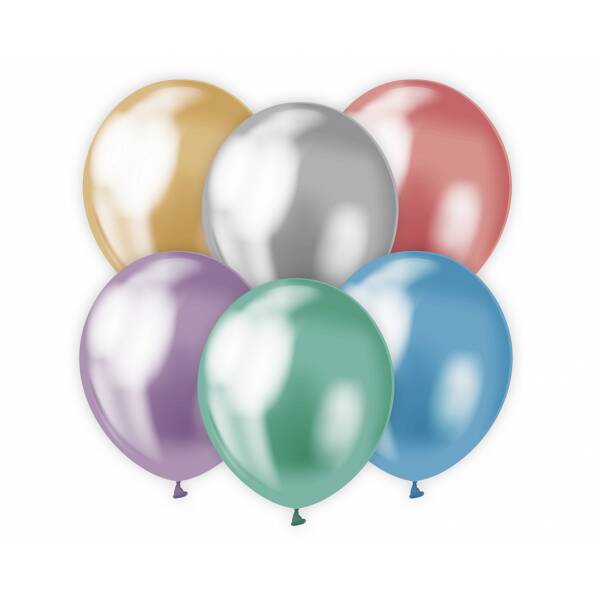 Platinum Chrome Assorted Colours 12 Inch Latex Balloons - 50pk