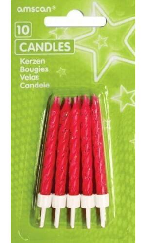 Candles Glitter Pink with Holders - 10pk