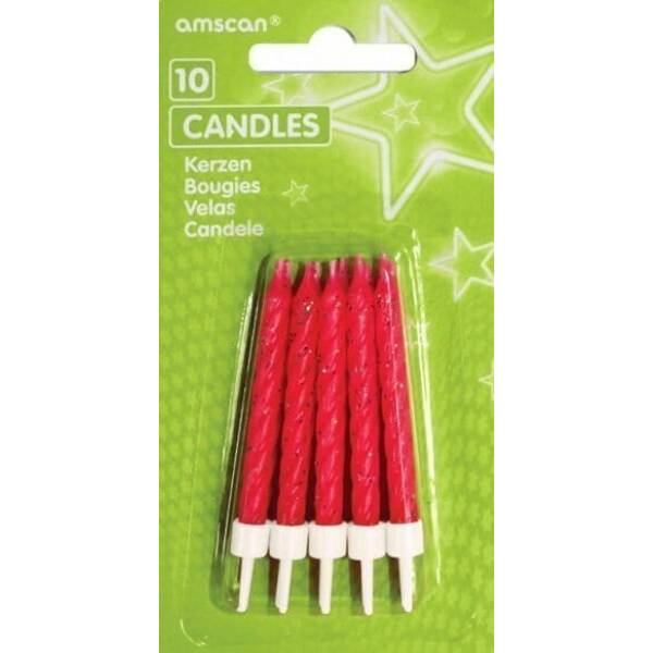 Candles Glitter Pink with Holders - 10pk