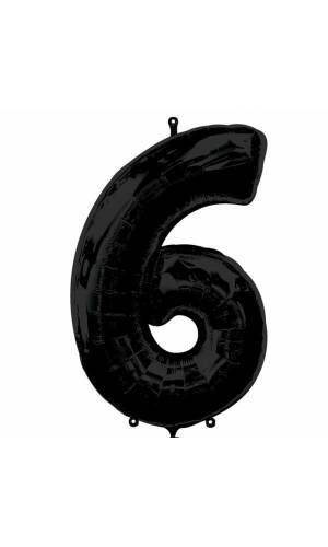 Black Number " 6 " Foil Balloon 34''