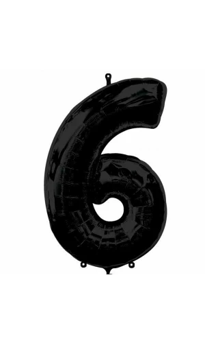 Black Number " 6 " Foil Balloon 34''