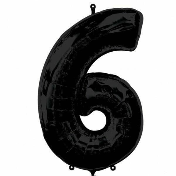 Black Number " 6 " Foil Balloon 34''