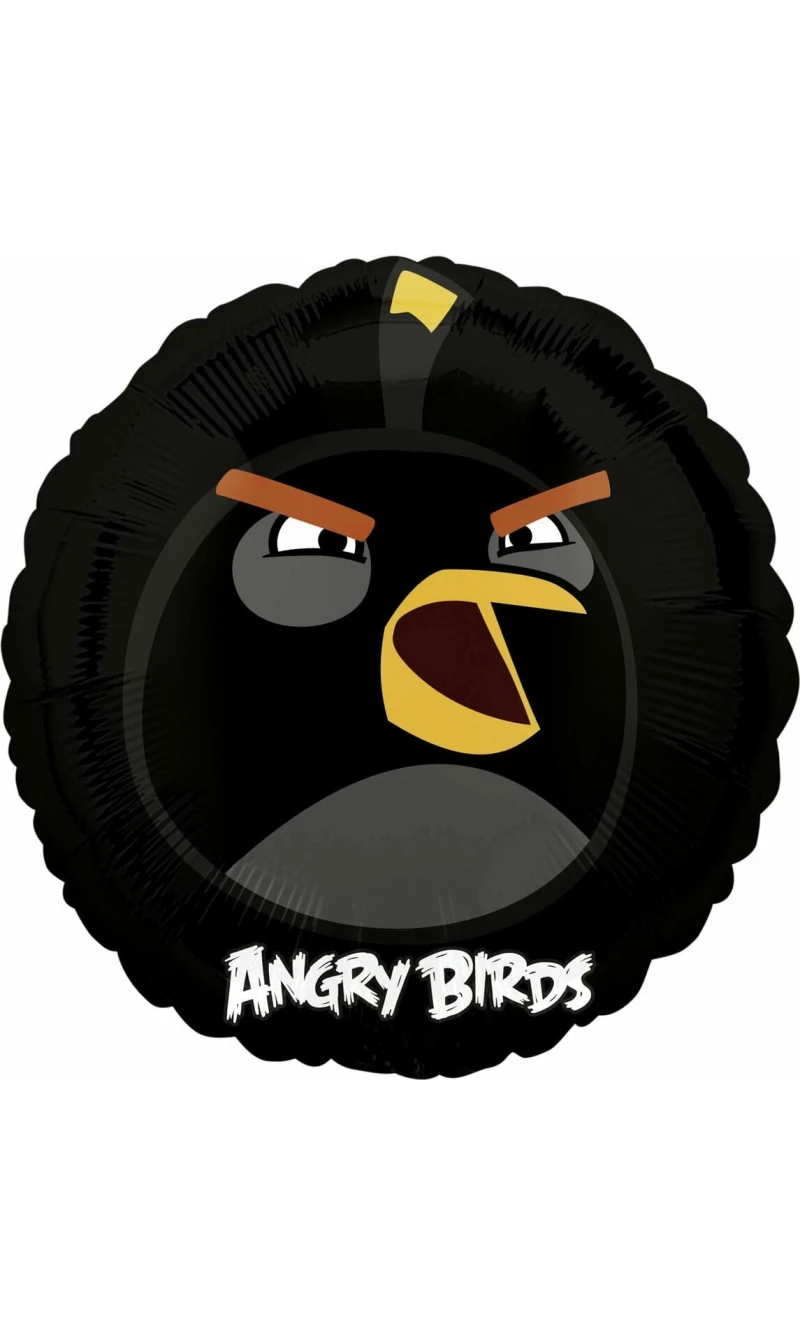 Angry Birds Black Round Foil Balloon 18''