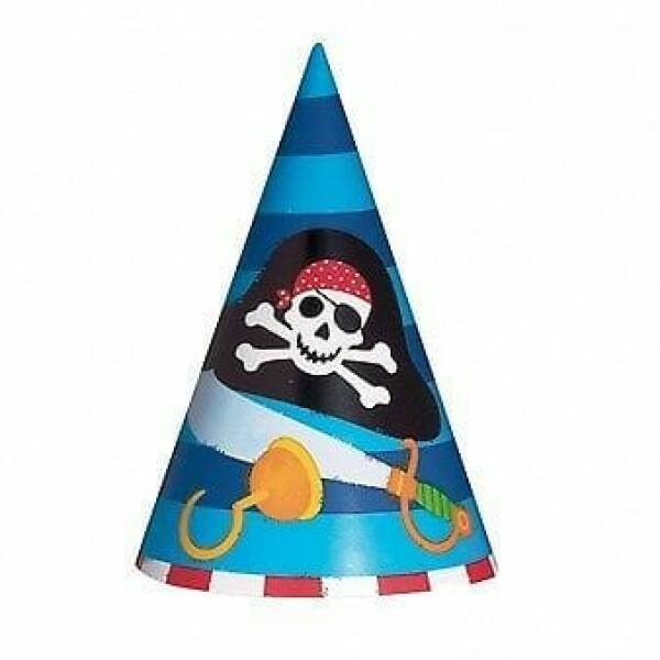 Pirate Party Hats - 8 pk (12cm)
