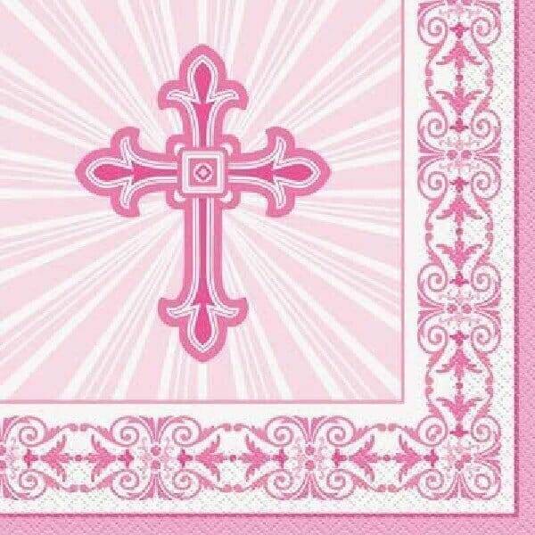 Radiant Cross Pink Napkins 33cm x 33cm - 16pk