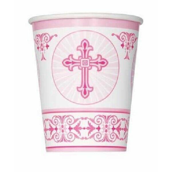 Radiant Cross Pink Paper Cups 270ml - 8pk