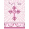 Radiant Cross Pink Thank You Notes With Envelopes 10cm x 14cm - 8pk