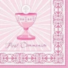 Radiant Cross Pink First Communion Napkins 33cm x 33cm - 16pk
