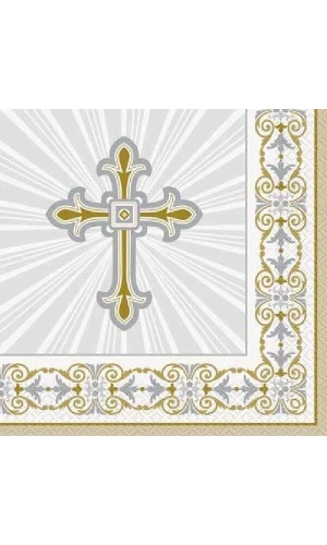 Radiant Cross Silver & Gold Napkins 33cm x 33cm - 16pk