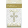 Radiant Cross Silver & Gold Thank You Notes With Envelopes 10cm x 14cm - 8pk
