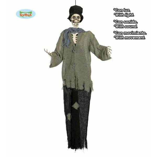 Hanging Cemetery Skeleton with Light, Sound & Movement - 110cm