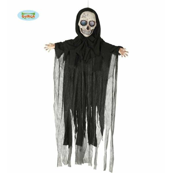 Hanging Black Skull Pendant With Light & Sound - 180cm