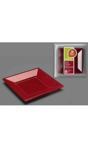Burgundy Square Plate 17 cm - 6pk