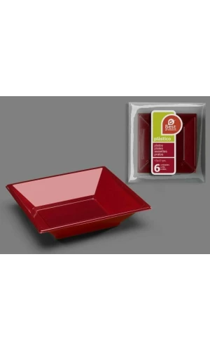 Deep Burgundy Square Plate 17 cm - 6pk