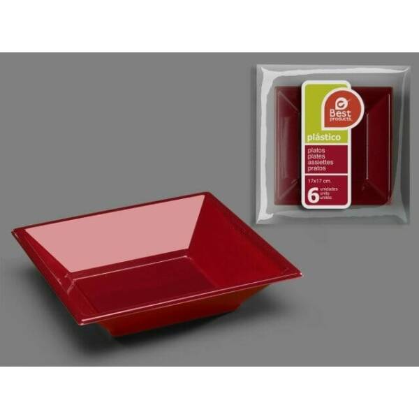 Deep Burgundy Square Plate 17 cm - 6pk