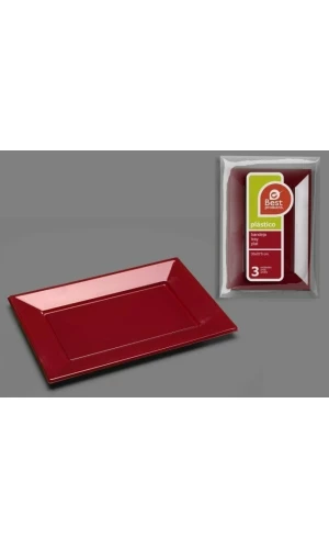 Burgundy Rectangular Tray 33 X 22,50 cm - 3pk