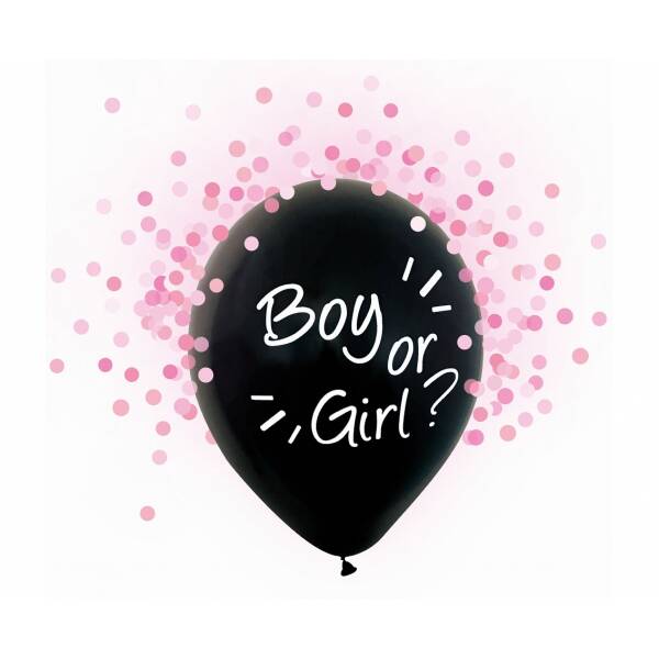 Boy or Girl 12 Inch Helium Quality Confetti Balloons (Pink) - 4pk