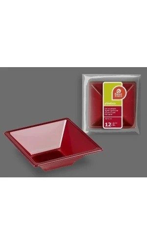 Burgundy Square Bowl 12 X 12 X 4 cm - 12pk