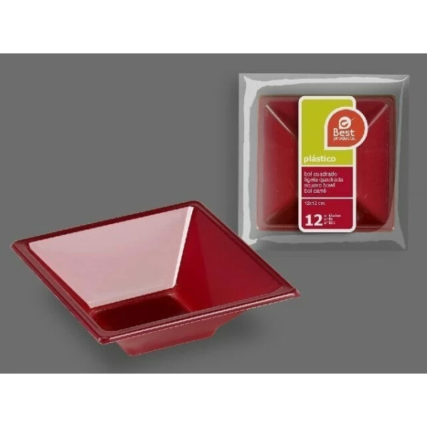 Burgundy Square Bowl 12 X 12 X 4 cm - 12pk