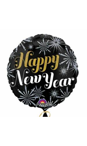 Round Happy New Year Foil Balloon 18"(45cm)