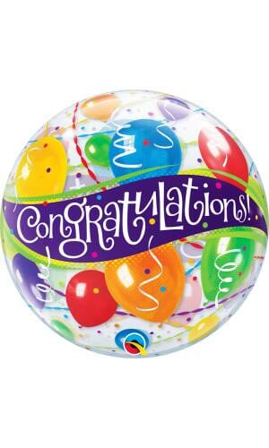 Congratulations Bubble Stretchy Foil Balloons - 22"
