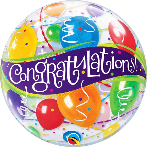 Congratulations Bubble Stretchy Foil Balloons - 22"