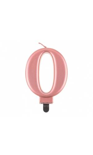 Metallic Rose Gold Birthday Candle (8cm) - No.0