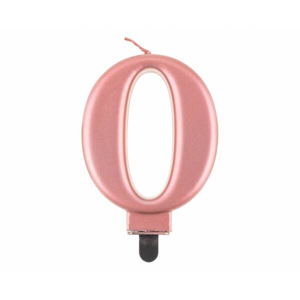 Metallic Rose Gold Birthday Candle (8cm) - No.0
