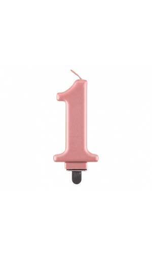 Metallic Rose Gold Birthday Candle (8cm) - No.1