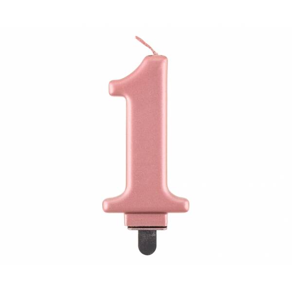 Metallic Rose Gold Birthday Candle (8cm) - No.1