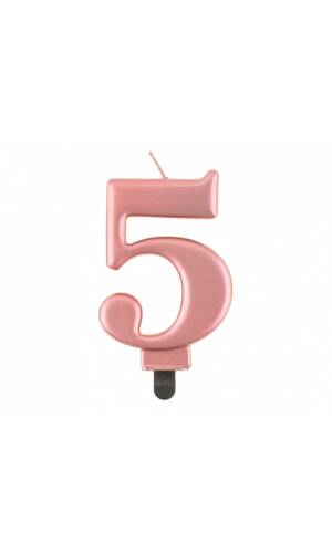 Metallic Rose Gold Birthday Candle (8cm) - No.5