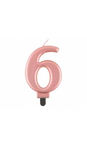 Metallic Rose Gold Birthday Candle (8cm) - No.6