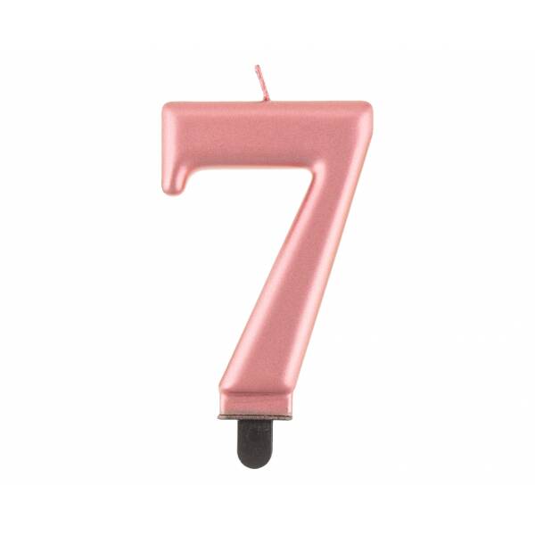 Metallic Rose Gold Birthday Candle (8cm) - No.7