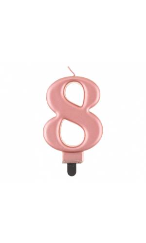 Metallic Rose Gold Birthday Candle (8cm) - No.8