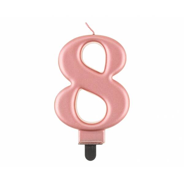 Metallic Rose Gold Birthday Candle (8cm) - No.8