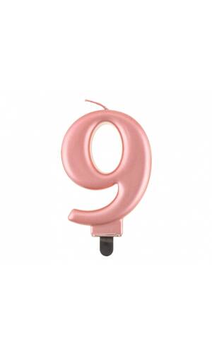 Metallic Rose Gold Birthday Candle (8cm) - No.9