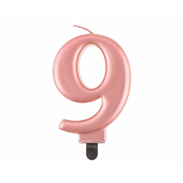 Metallic Rose Gold Birthday Candle (8cm) - No.9